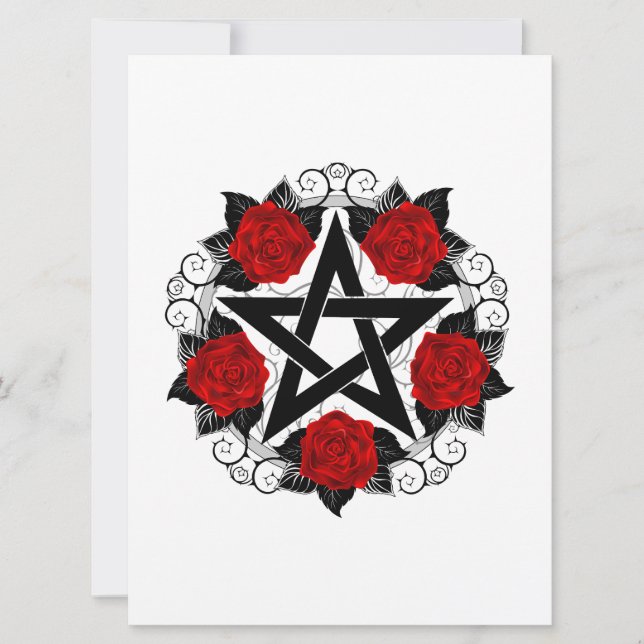 Pentagram met rode rozen (Voorkant)