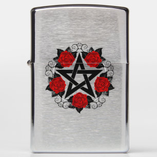 Pentagram met rode rozen