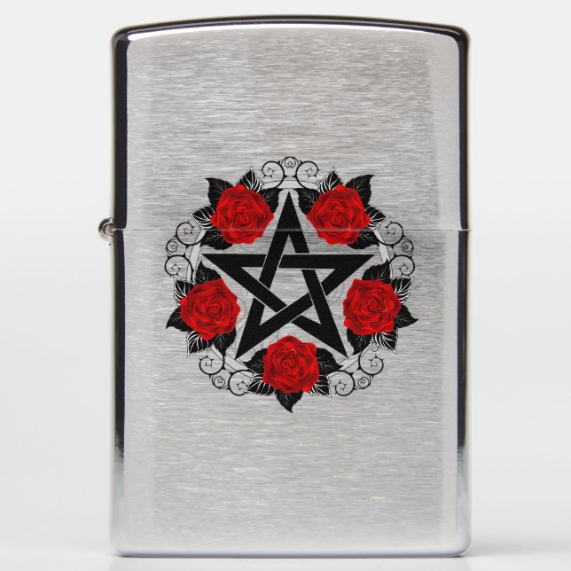 Pentagram met rode rozen (Voorkant)