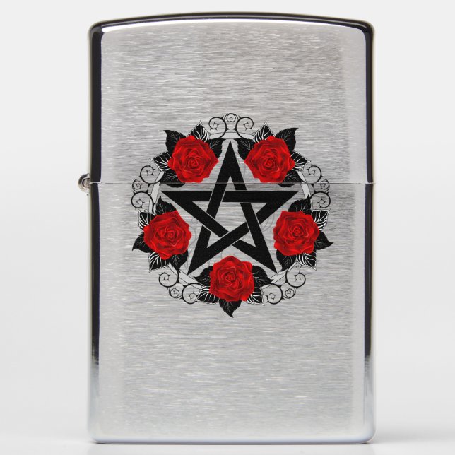 Pentagram met rode rozen (Voorkant)