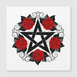 Pentagram met rode rozen