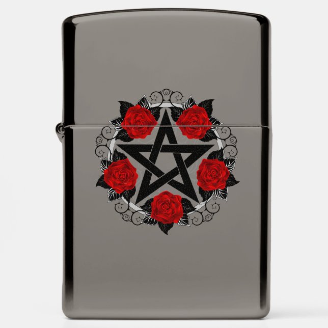 Pentagram met rode rozen (Front)