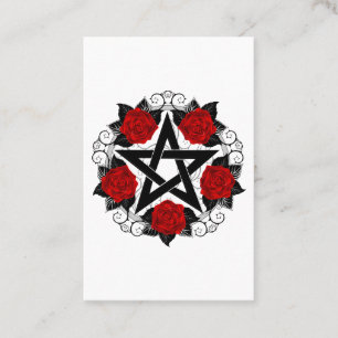 Pentagram met rode rozen aanbevelingskaartje