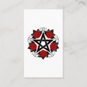 Pentagram met rode rozen aanbevelingskaartje