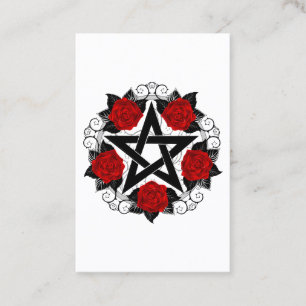 Pentagram met rode rozen afsprakenkaartje