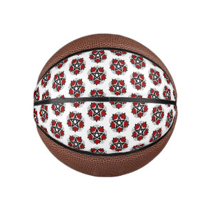 Pentagram met rode rozen basketbal