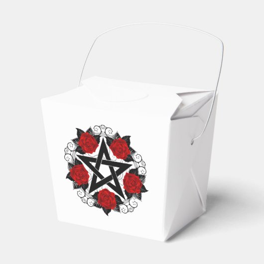 Pentagram met rode rozen bedankdoosjes (Voorkant Zijde)