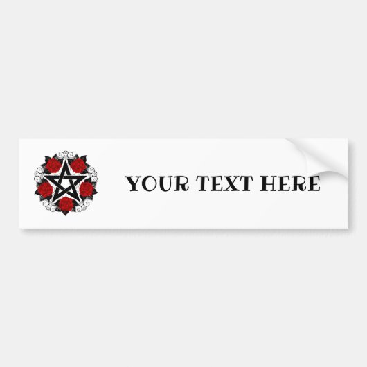 Pentagram met rode rozen bumpersticker (Voorkant)