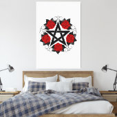 Pentagram met rode rozen canvas afdruk (Insitu (Slaapkamer))