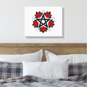 Pentagram met rode rozen canvas afdruk (Insitu (Slaapkamer))