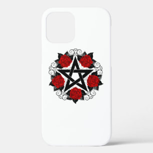 Pentagram met rode rozen iPhone 12 hoesje