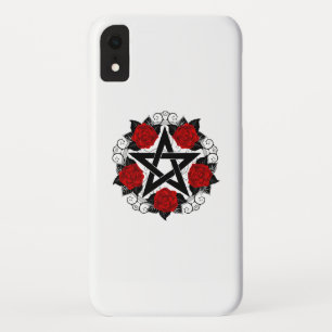 Pentagram met rode rozen iPhone XR hoesje
