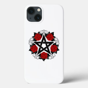 Pentagram met rode rozen iPhone 13 hoesje