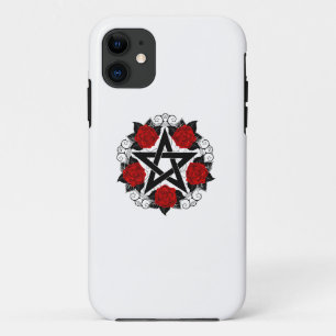 Pentagram met rode rozen iPhone 11 hoesje