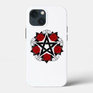 Pentagram met rode rozen iPhone 13 mini hoesje