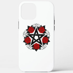 Pentagram met rode rozen iPhone 12 pro max hoesje