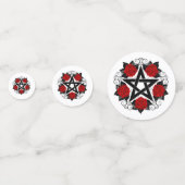 Pentagram met rode rozen confetti (Achterkanten)