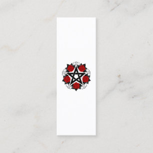 Pentagram met rode rozen contactkaartje