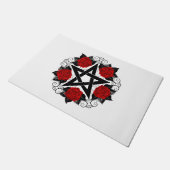 Pentagram met rode rozen deurmat (Schuin)