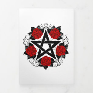 Pentagram met rode rozen drieluik aankondiging