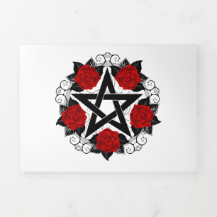 Pentagram met rode rozen drieluik aankondiging