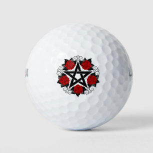 Pentagram met rode rozen golfballen
