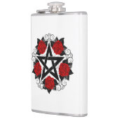 Pentagram met rode rozen heupfles (Links)