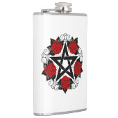 Pentagram met rode rozen heupfles (Rechts)