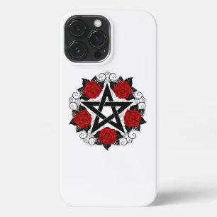 Pentagram met rode rozen iPhone 13 pro max hoesje