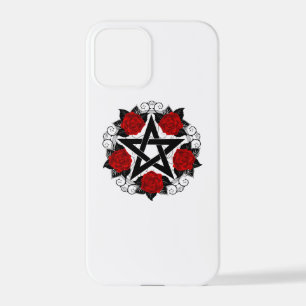 Pentagram met rode rozen iPhone 12 pro hoesje