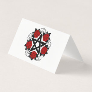 Pentagram met rode rozen kaart