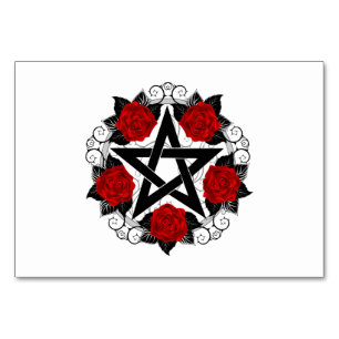 Pentagram met rode rozen kaart