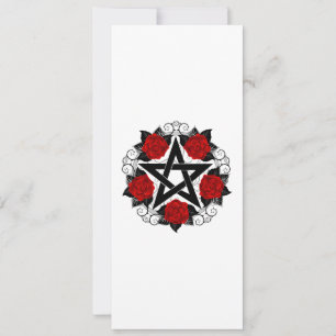Pentagram met rode rozen kaart