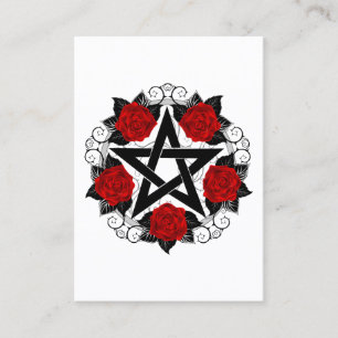Pentagram met rode rozen klantenkaartje