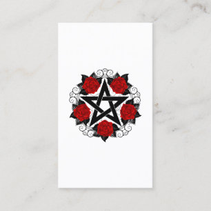 Pentagram met rode rozen klantenkaartje