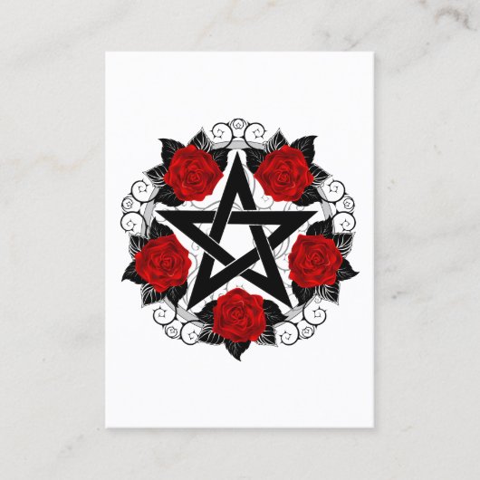 Pentagram met rode rozen kortingskaartje (Voorkant)