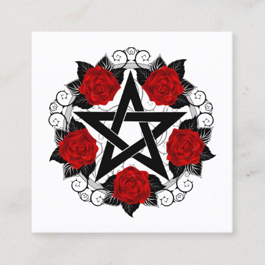 Pentagram met rode rozen kortingskaartje (Voorkant)
