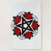 Pentagram met rode rozen legpuzzel (Verticaal)