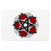 Pentagram met rode rozen magneet (Horizontaal)