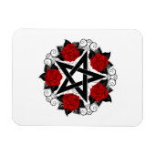 Pentagram met rode rozen magneet (Horizontaal)