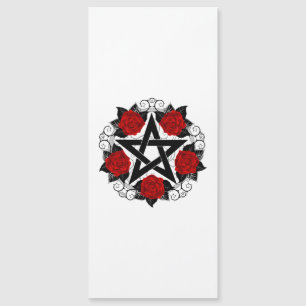 Pentagram met rode rozen magnetische uitnodiging