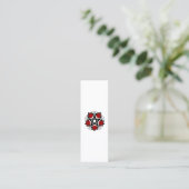 Pentagram met rode rozen mini visitekaartje (Staand voorkant)