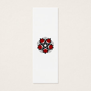 Pentagram met rode rozen mini visitekaartjes