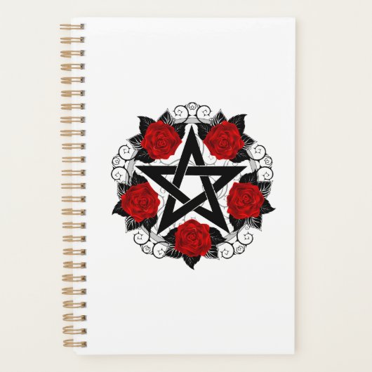 Pentagram met rode rozen planner (Voorkant)