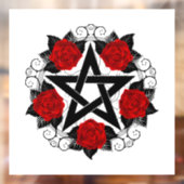 Pentagram met rode rozen raamsticker (Vel 2)