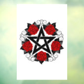 Pentagram met rode rozen raamsticker (Vel 3)