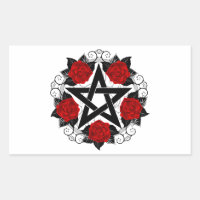 Pentagram met rode rozen