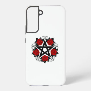 Pentagram met rode rozen samsung galaxy hoesje
