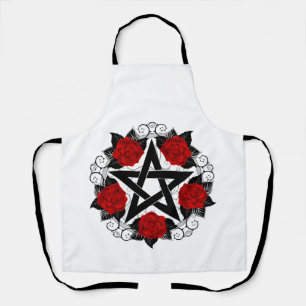 Pentagram met rode rozen schort
