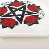Pentagram met rode rozen sherpa deken (3/4)